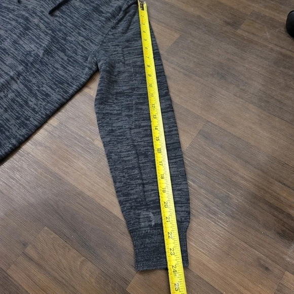 Express Sweater Pullover Striped Knit Hoodie Mens Grey Black Cotton Size Medium - Picture 4 of 7